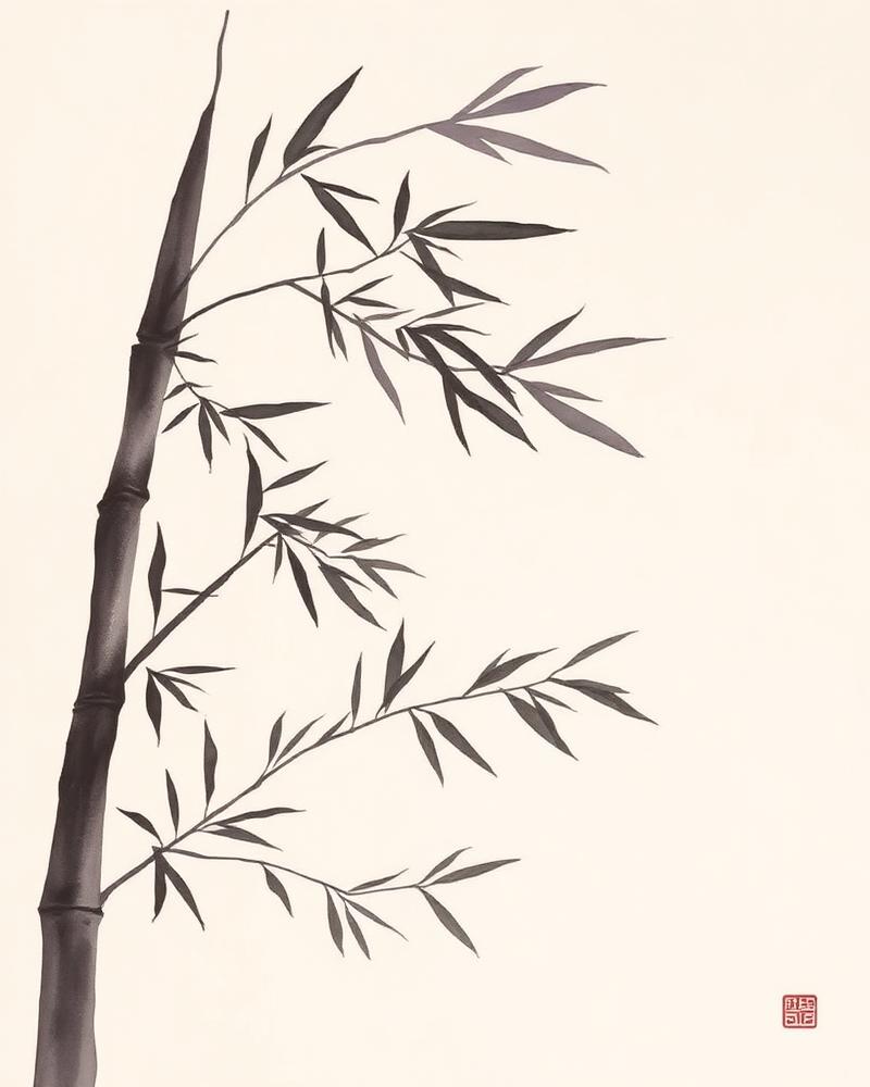 Ink painting of bamboo